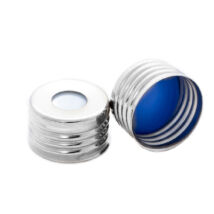 kék PTFE/fehér szilikon szeptum, 18mm mágnesezhető  csavaros fém kupak