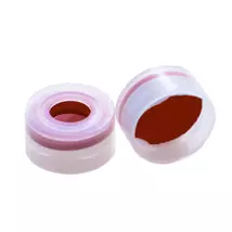 piros PTFE/fehér szilikon/piros PTFE szeptum, 11mm natúr pattintós polipropilén kupak