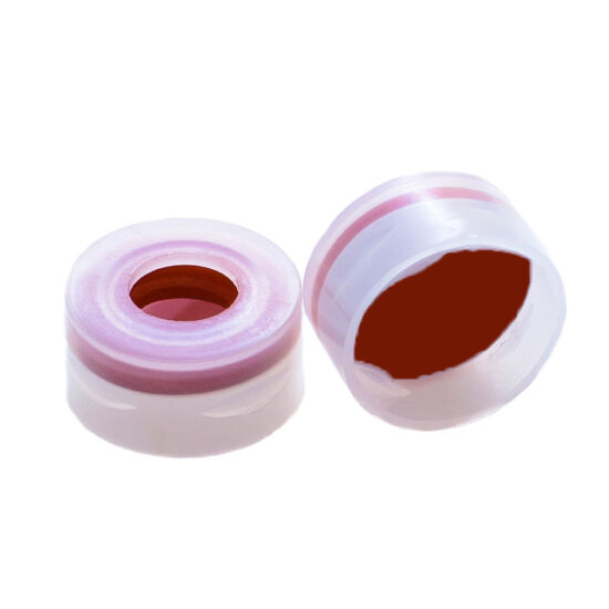 piros PTFE/fehér szilikon/piros PTFE szeptum, 11mm natúr pattintós polipropilén kupak