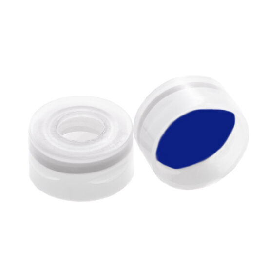 kék PTFE/fehér szilikon szeptum, 11mm natúr pattintós polipropilén kupak
