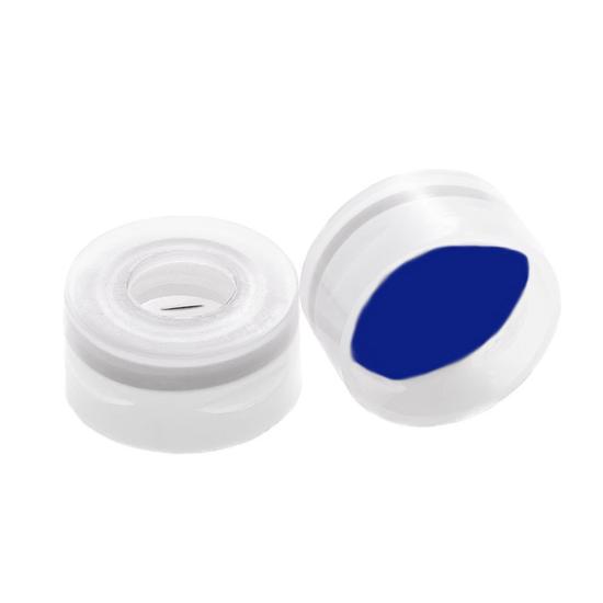 elővágott Bue PTFE/fehér szilikon szeptum, 11mm natúr pattintós polipropilén kupak