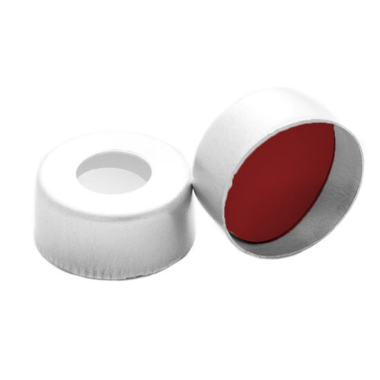 piros PTFE/fehér szilikon szeptum, 11mm peremes alumínium kupak